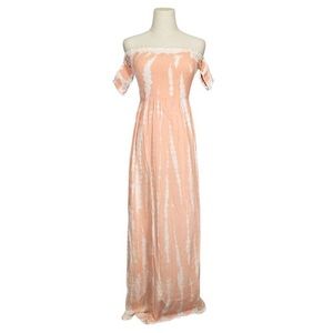 $130 Tiare Hawaii Hollie peach Smocked Maxi Dress